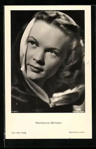 AK Schauspielerin Marianne Simson mit dem Blick zur Seite