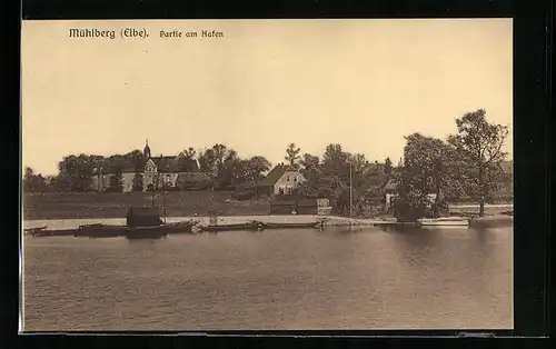 AK Mühlberg /Elbe, Partie am Hafen