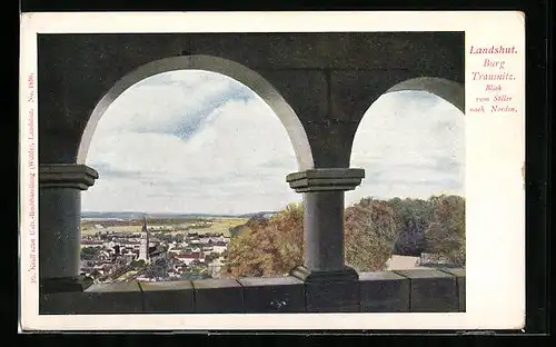 AK Landshut, Burg Trausnitz, Blick vom Söller nach Norden