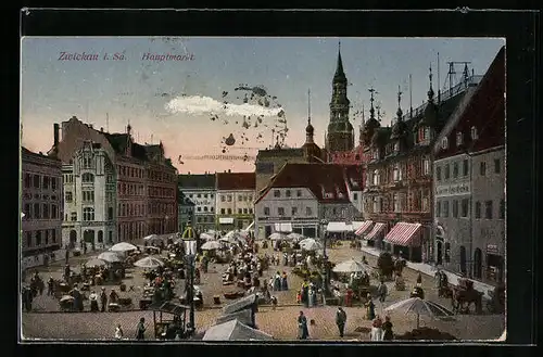 AK Zwickau i. Sa., Hauptmarkt mit Apotheke