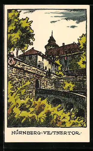 Steindruck-AK Nürnberg, Vestnertor