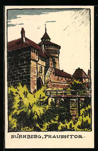 Steindruck-AK Nürnberg, Frauentor