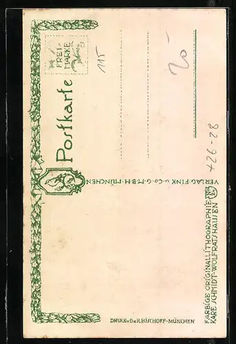 Steindruck-AK Nürnberg, Tugendbrunnen