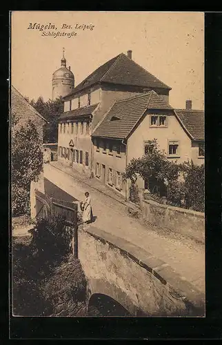 AK Mügeln b. Leipzig, Schlossstrasse aus der Vogelschau