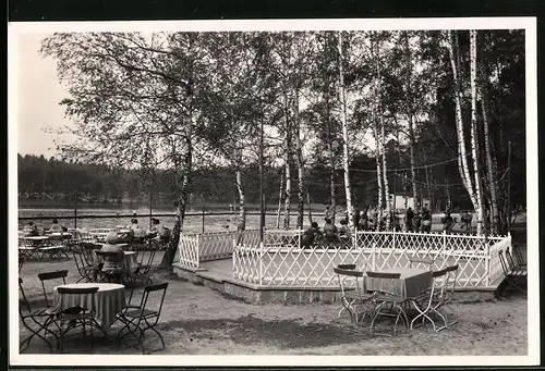 Fotografie Brück & Sohn Meissen, Ansicht Schmannewitz, Partie im Waldbad mit Tanzfläche