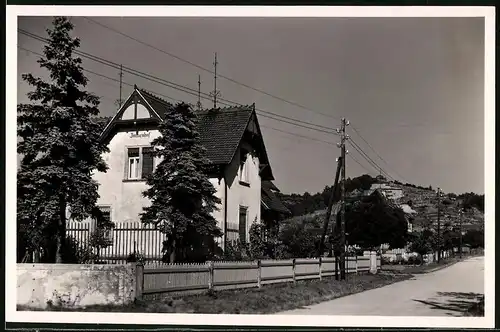 Fotografie Brück & Sohn Meissen, Ansicht Diesbar-Nieschütz, Strassenpartie im Ort mit Wohnhaus