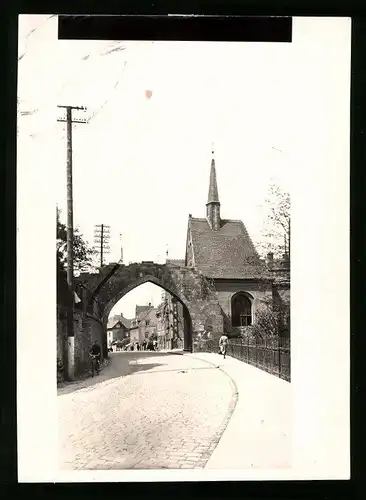 Fotografie Brück & Sohn Meissen, Ansicht Meissen, Strassenansicht am Wassertor zur 1000 Jahrfeier