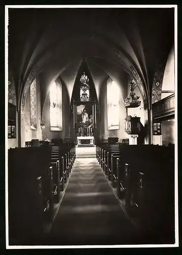 Fotografie Brück & Sohn Meissen, Ansicht Geyer, Innenansicht der Kirche mit Blick zum Altar
