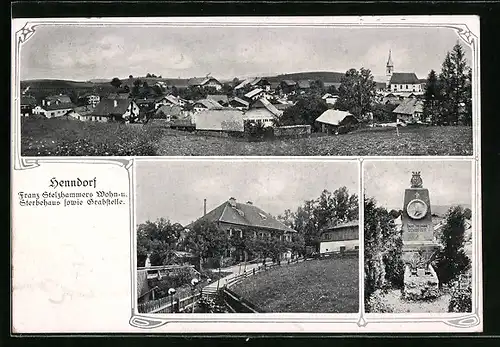 AK Henndorf, Franz Stelzhammers Wohn- u. Sterbehaus sowie Grabstelle, Teilansicht