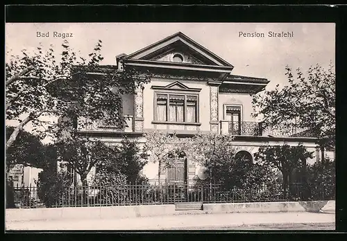 AK Bad Ragaz, Pension Strafehl von der Strasse gesehen