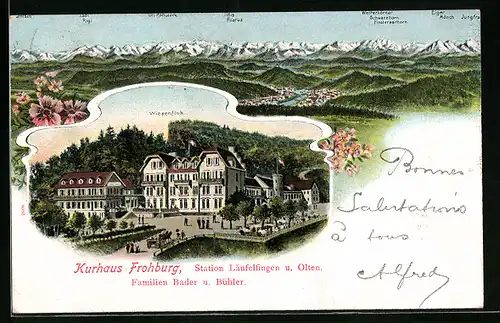 AK Läufelfingen, Kurhaus Frohburg mit Umgebung, Ortsansicht mit Bergpanorama