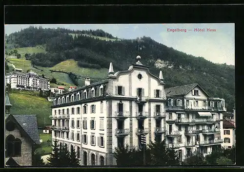 AK Engelberg, Hotel Hess und nähere Umgebung aus der Vogelschau