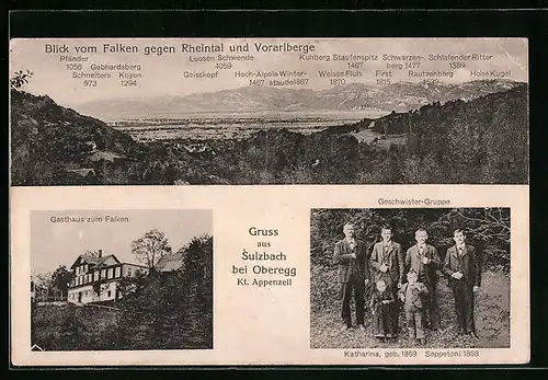 AK Sulzbach bei Oberegg, Gasthaus zum Falken, Geschwister-Gruppe, Blick vom Falken
