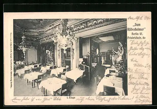 AK Berlin, Restaurant zum Rüdesheimer, Friedrichstrasse 80