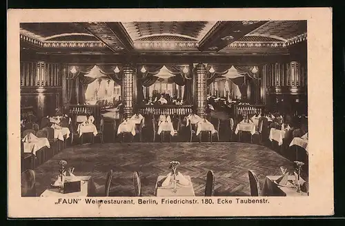 AK Berlin, Restaurant Faun, Friedrichstrasse 180 Ecke Taubenstrasse