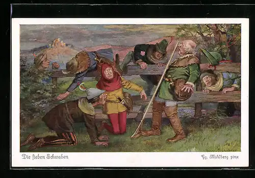 Künstler-AK Georg Mühlberg: Märchen, Die sieben Schwaben