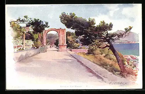 Künstler-AK Ernest Lessieux: Route du Cap Martin