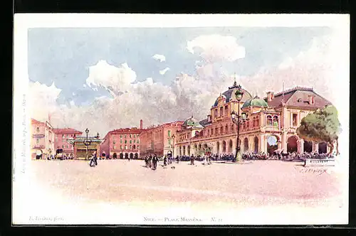 Künstler-AK Ernest Lessieux: Nice, Place Massena