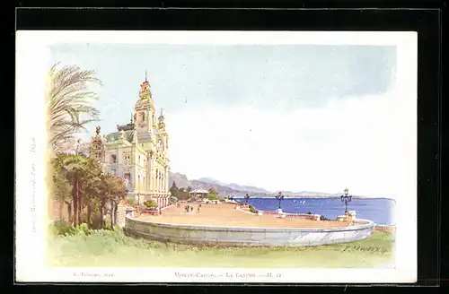 Künstler-AK Ernest Lessieux: Monte Carlo, Le Casino