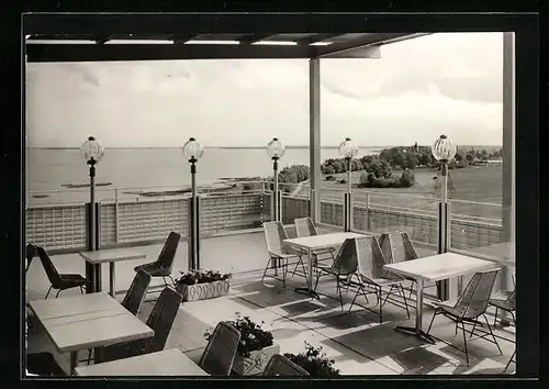 AK Klink, FDGB-Urlaubersiedlung Völkerfreundschaft, Dachcafe-Terrasse