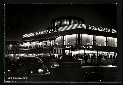AK Berlin, Nächtlicher Strassenverkehr am Cafe Kranzler