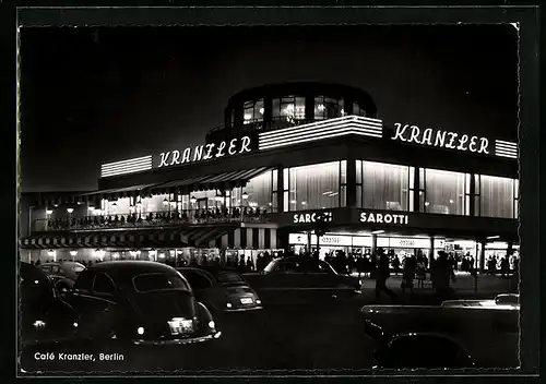 AK Berlin, Nächtlicher Strassenverkehr am Cafe Kranzler