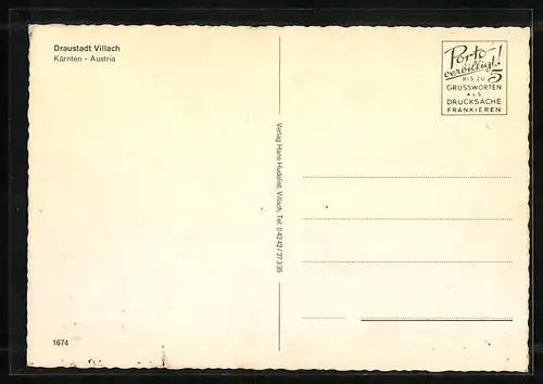 AK Villach, Strassenpartie mit Blick zur Kirche