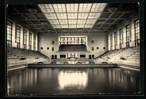 AK Rostock, Schwimmhalle Neptun mit Tribüne