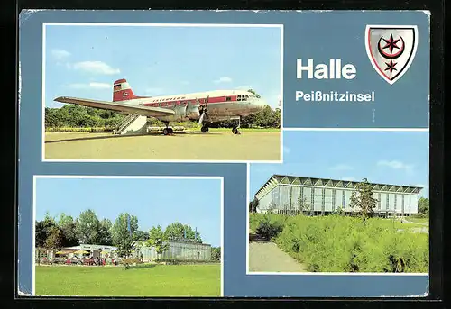 AK Halle, Peissnitzinsel, Kosum-Gaststätte Saaleaue, Eissporthalle