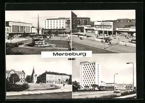 AK Merseburg, Gagarinplatz mit Bahnhof