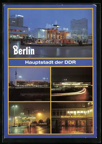 AK Berlin, Alexanderplatz und Palast der Republik