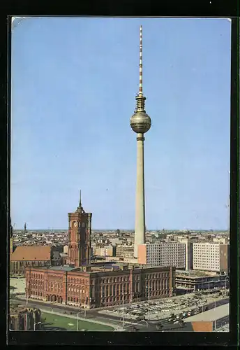 AK Berlin, Blick auf Rathaus und Fernsehturm