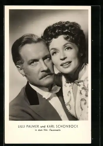 AK Schauspieler Lilli Palmer und Karl Schönböck Kopf an Kopf