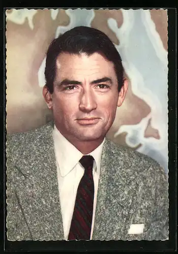 AK Schauspieler Gregory Peck im Anzug