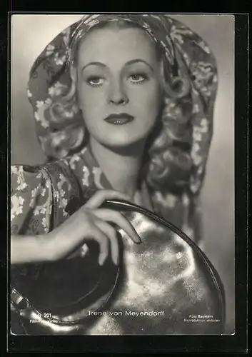 AK Schauspielerin Irene von Meyendorff in schwarzweiss fotografiert