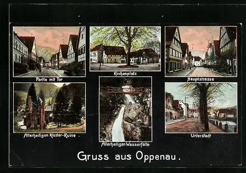 AK Oppenau, Partie mit Tor, Kirchenplatz, Hauptstrasse