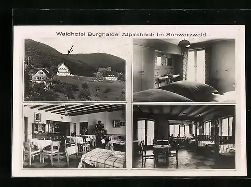 AK Alpirsbach i. Schwarzwald, Waldhotel Burghalde mit Gästezimmern