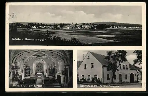 AK Konnersreuth, Totalansicht mit Innenansicht der Kirche