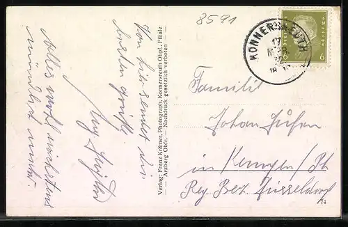 AK Konnersreuth, Totalansicht mit Innenansicht der Kirche