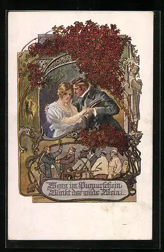 AK Deutscher Schulverein Nr. 1079: Wenn im Purpurschein blinkt der wilde Wein...