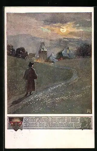 AK Deutscher Schulverein Nr. 1075: Guter Mond, du gehst so stille durch die Abendwolken hin