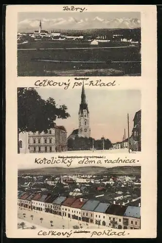 AK Iglo-Füred, Tatry, Látkép, Kath. templom és városház