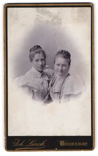 Fotografie Joh. Linck, Merkendorf, Zwei Frauen mit gebundenen Haaren