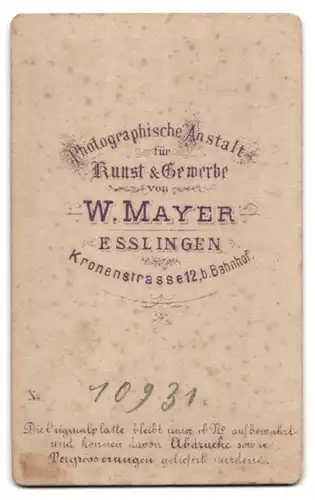 Fotografie W. Mayer, Esslingen, Kronenstrasse 12, Ältere Dame im Kleid mit Haube