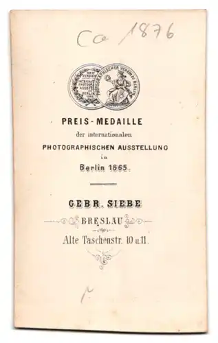 Fotografie Gebr. Siebe, Breslau, Alte Tschenstrasse 10 u 11, Junger Herr im Anzug mit Fliege