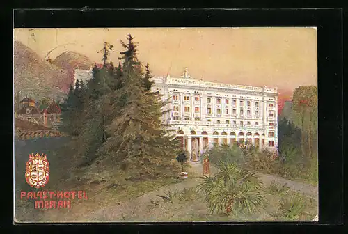 Künstler-AK Meran, Palast-Hotel