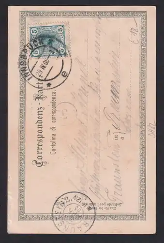 Lithographie Arco, Partie an der Sarca mit Blick zum Schlossberg