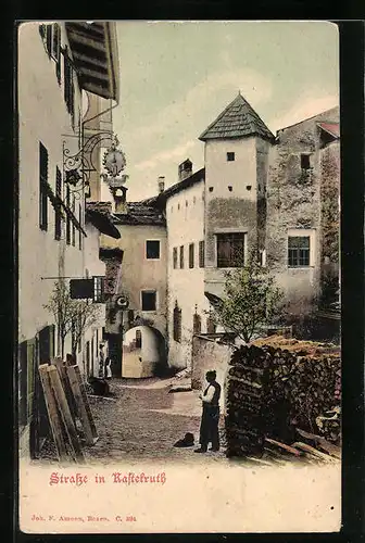 AK Kastelruth, Strassenpartie mit Turmhaus