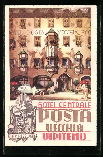 Künstler-AK Vipiteno, Hotel Centrale Posta Vecchia