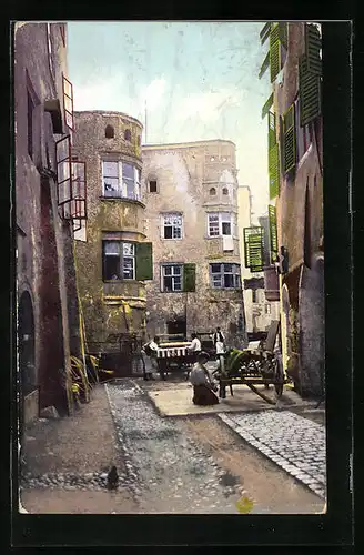 AK Hall, Strassenleben in der Schmidgasse